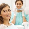 woman with braces in an Orthodontist's office